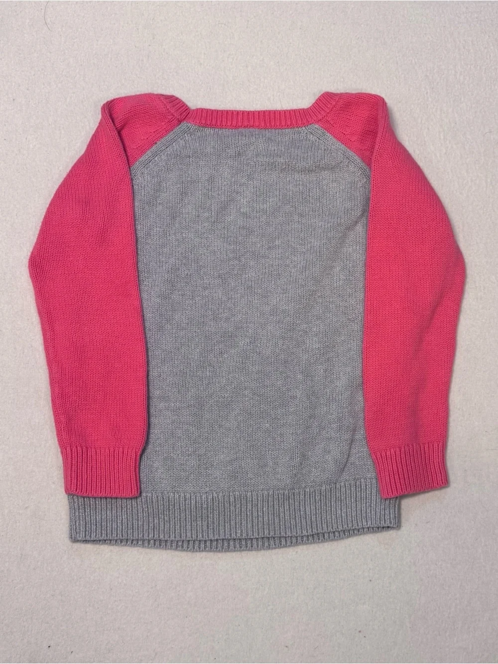 Girl’s Sweater Grey & Pink Raglan Sleeve Preppy Retro Sport Academia Soft Girl